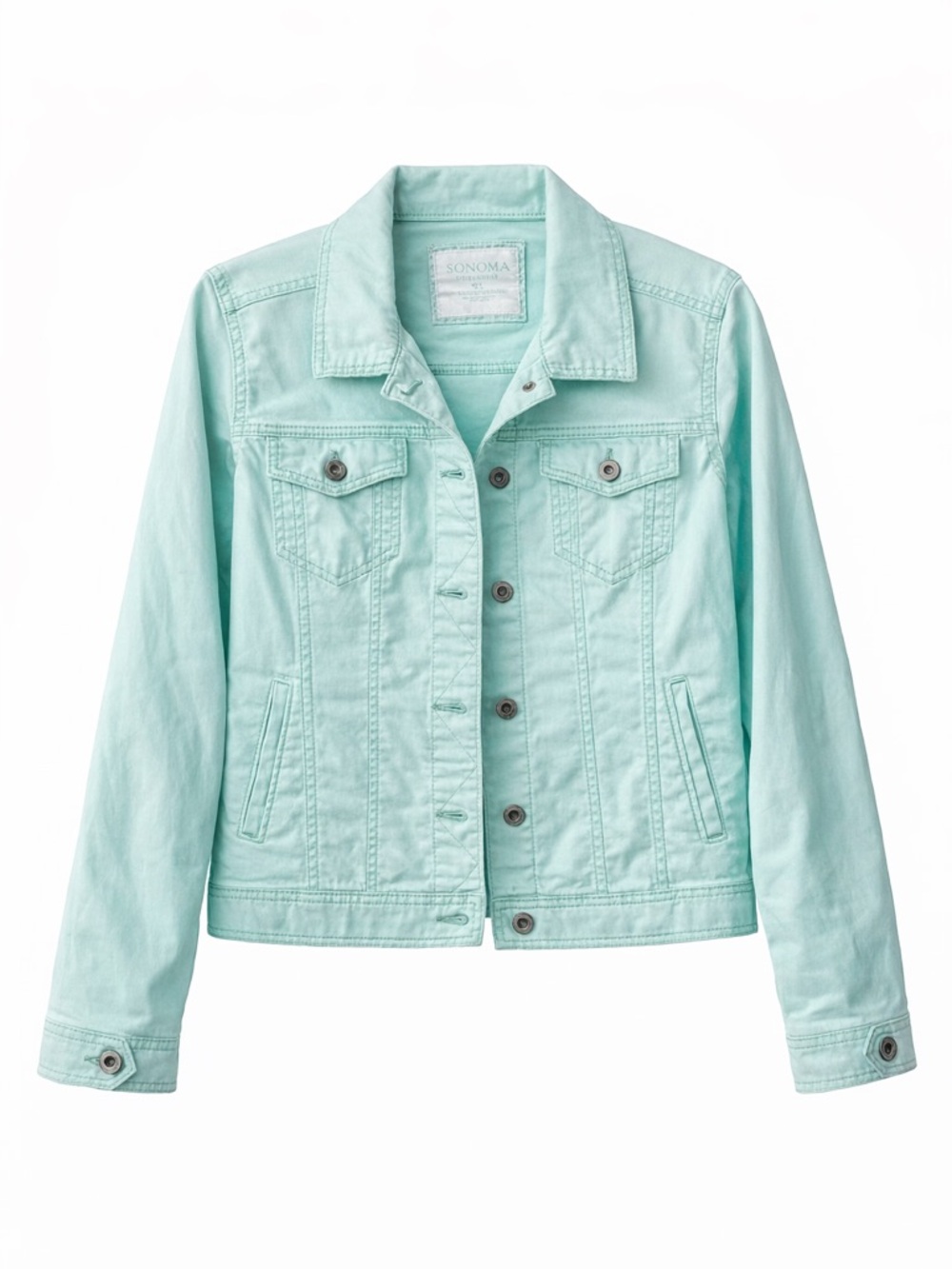 Sonoma Mint Green Denim Jacket Women’s XL Lightweight Button Front Spring